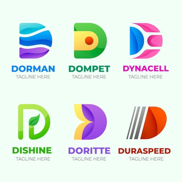 Flat design different d logos set