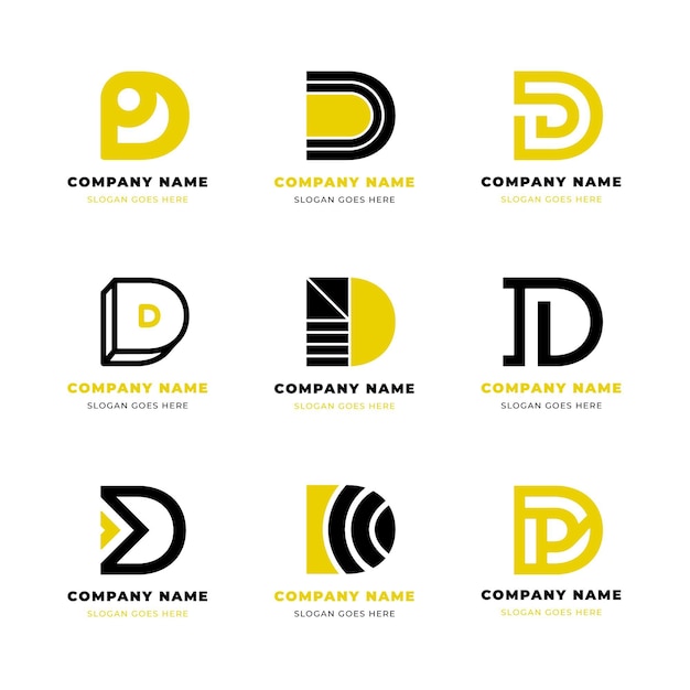 Flat design different d logos set