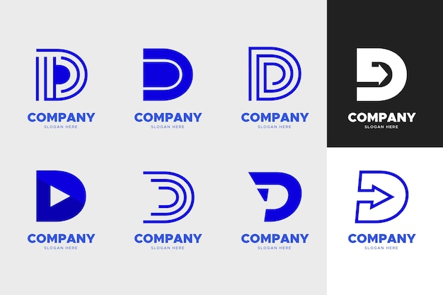 Free Vector flat design different d logos set