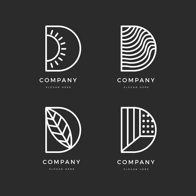 Free Vector flat design different d logos set