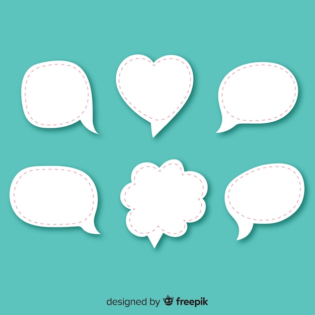 Flat design different speech bubbles in paper style