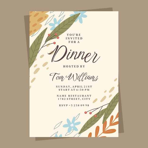 Free Vector flat design dinner party invitation