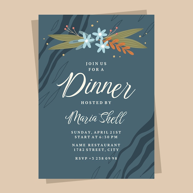 Free Vector flat design dinner party invitation