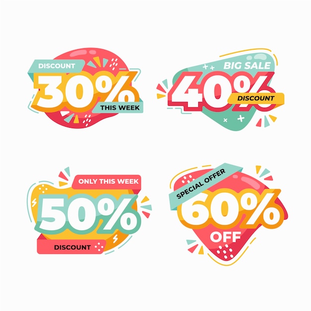 Flat design discount numbers set