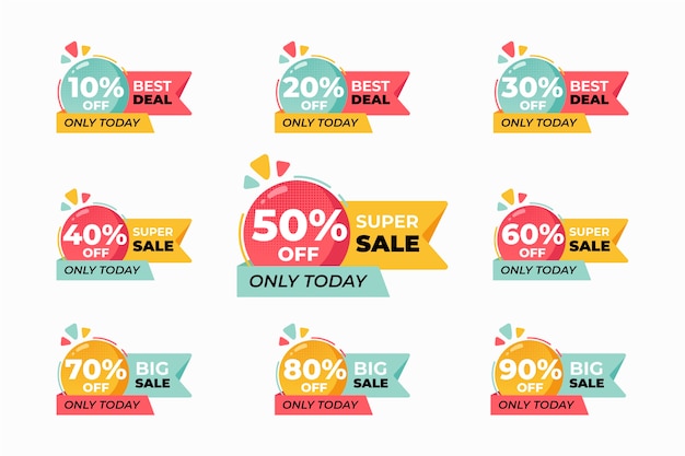 Free Vector flat design discount numbers set