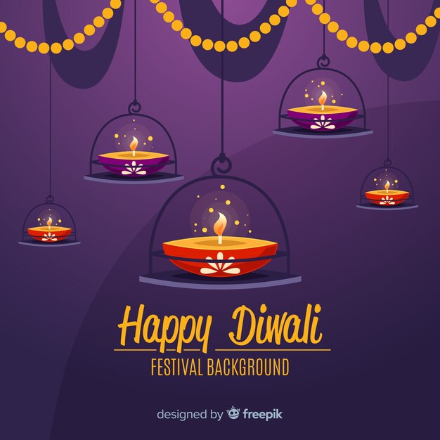 Free Vector flat design of diwali background