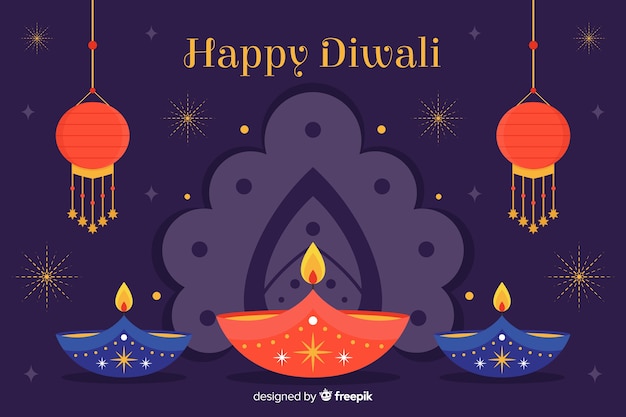 Free Vector flat design of diwali background