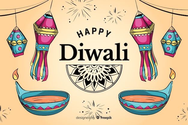 Free vector flat design of diwali background