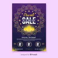 Free vector flat design diwali sale flyer template