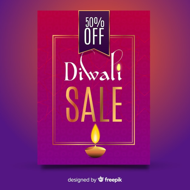 Free Vector flat design diwali sale flyer template