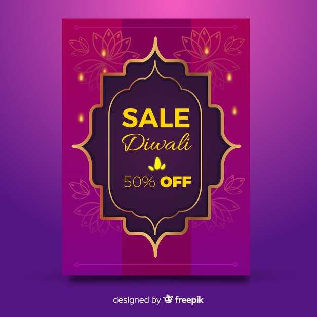 Flat design diwali sale flyer template