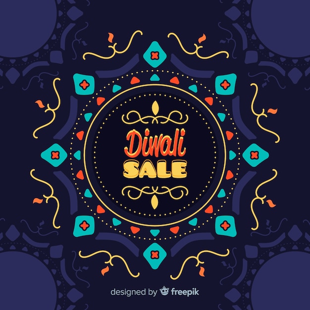 Flat design of diwali sale