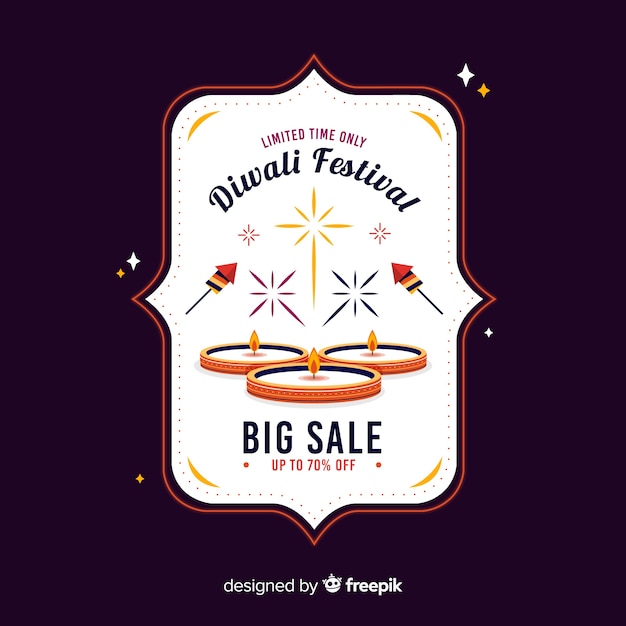 Flat design diwali sale