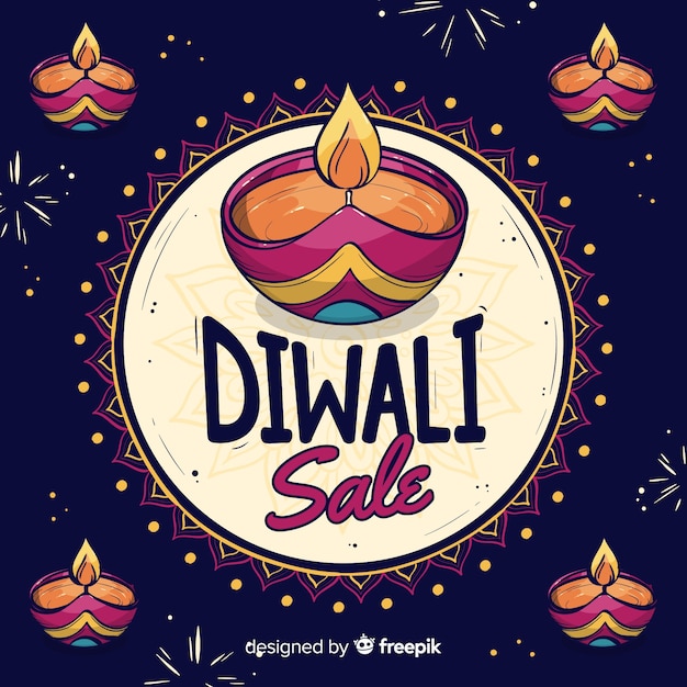 Flat design of diwali sale