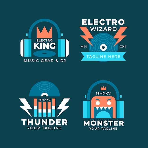 Flat design dj logo set