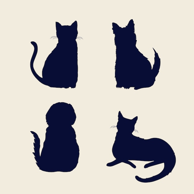 Free Vector flat design dog and cat silhouette