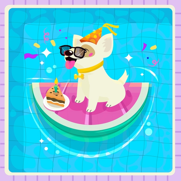 Free Vector flat design dog pool party illustration