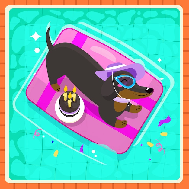 Free Vector flat design dog pool party illustration