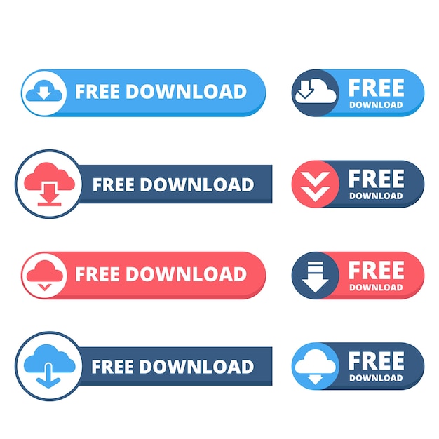 Free vector flat design download buttons  label collection