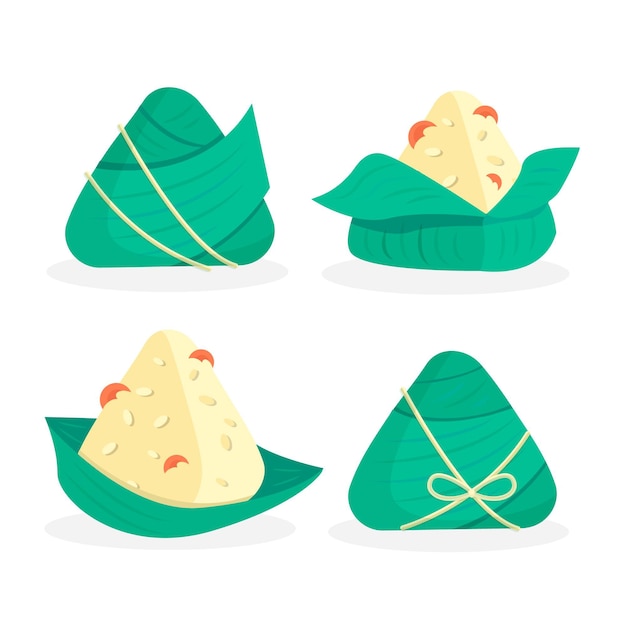 Free vector flat design dragon boat's zongzi set