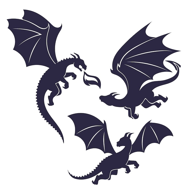 Free vector flat design dragon silhouette illustration