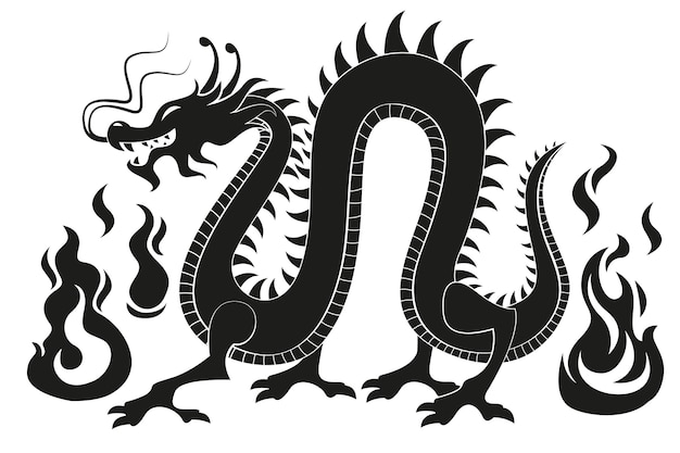 Flat design dragon silhouette illustration