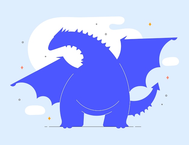 Flat design dragon silhouette illustration