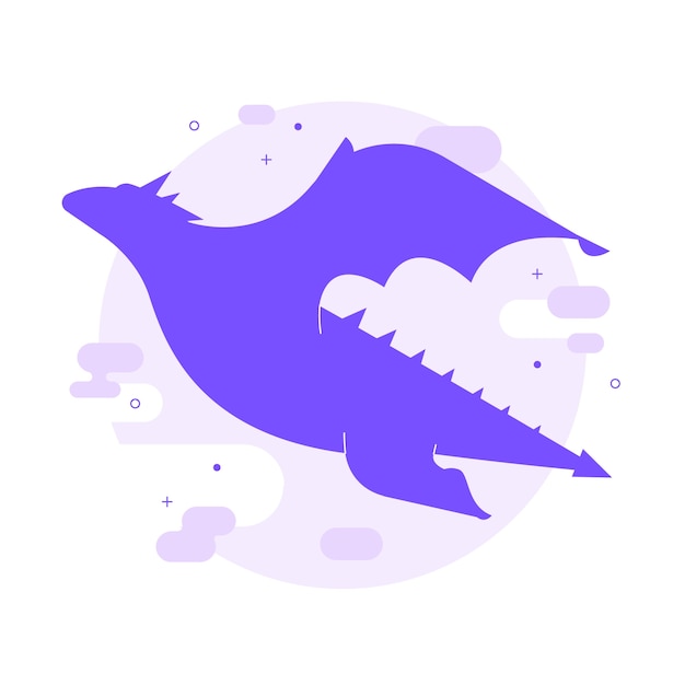 Flat design dragon silhouette illustration