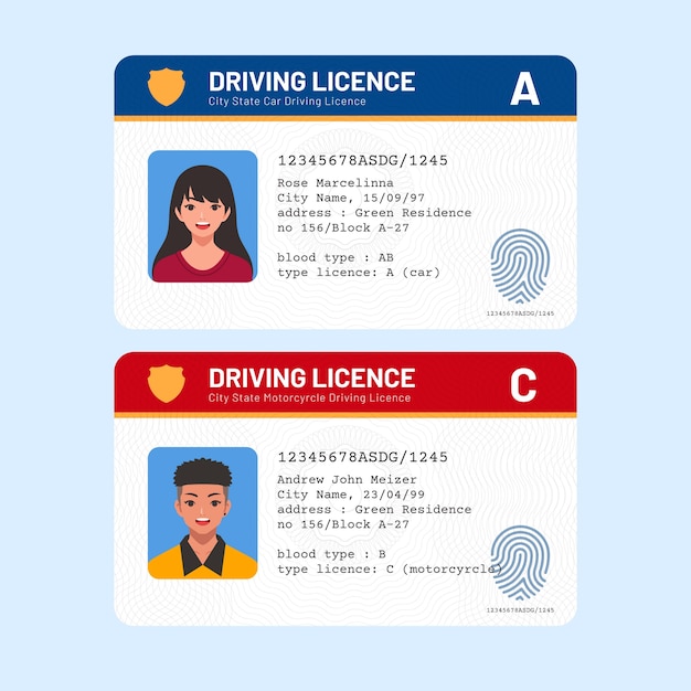 Flat design driving license template