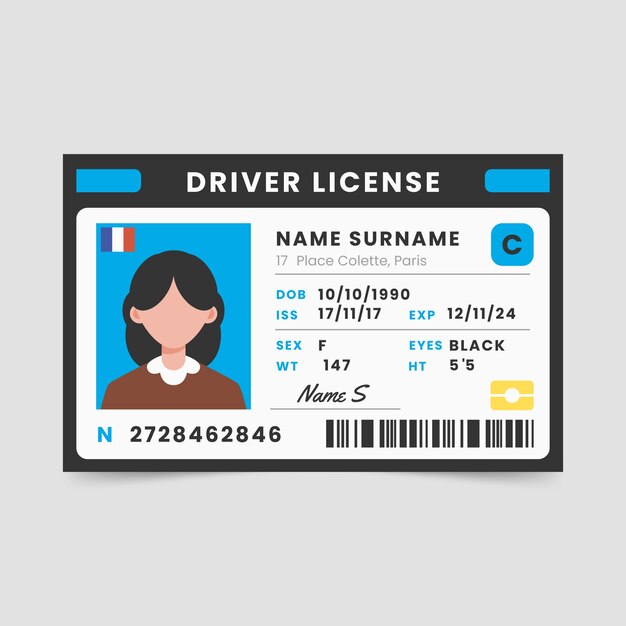 Flat design driving license template