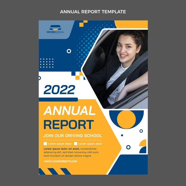 Flat design driving school annual report