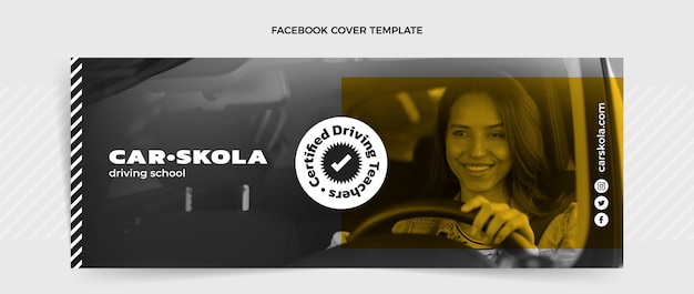 Free Vector flat design driving school facebook cover template