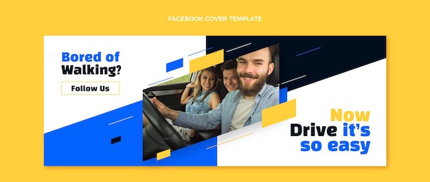 Free Vector flat design driving school facebook cover template