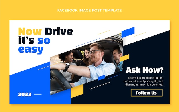 Free vector flat design driving school facebook post template