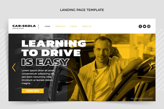 Free Vector flat design driving school landing page template