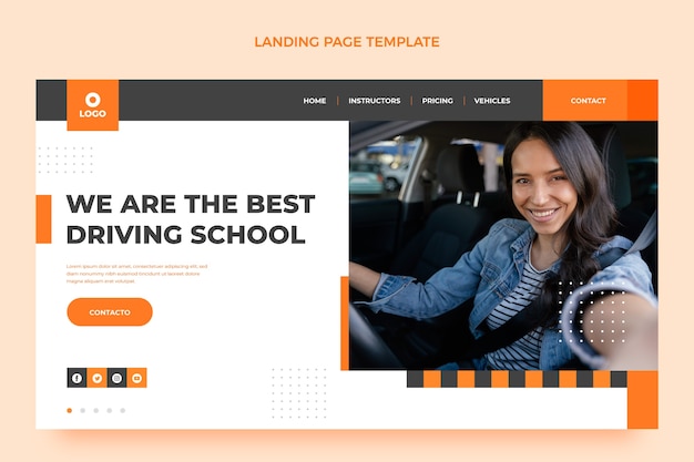 Free Vector flat design driving school landing page