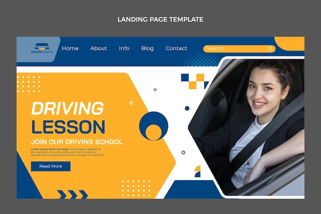 Flat design driving school landing page