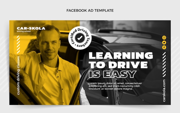 Flat design driving school template