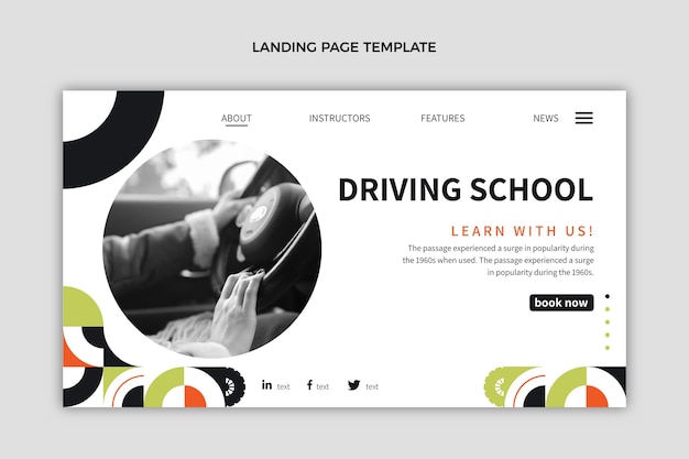 Flat design driving school template