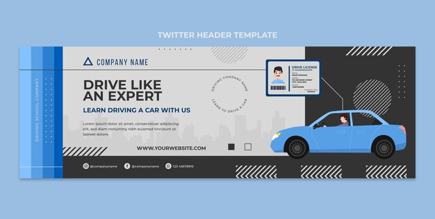 Flat design driving school template