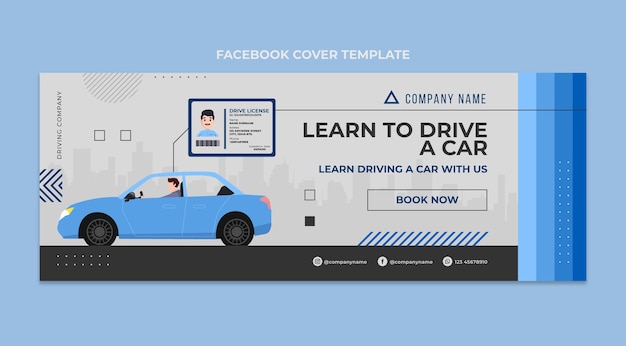 Free Vector flat design driving school template