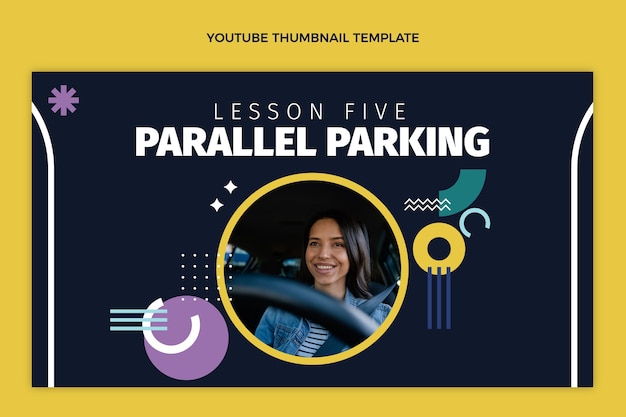 Flat design driving school youtube thumbnail