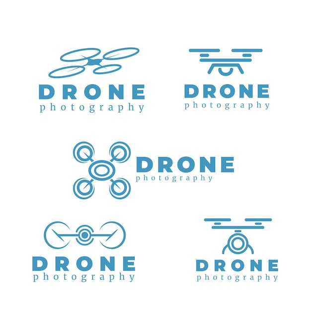 Free vector flat design drone logo collection