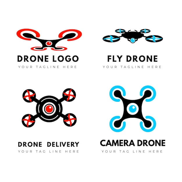 Free vector flat design drone logo pack