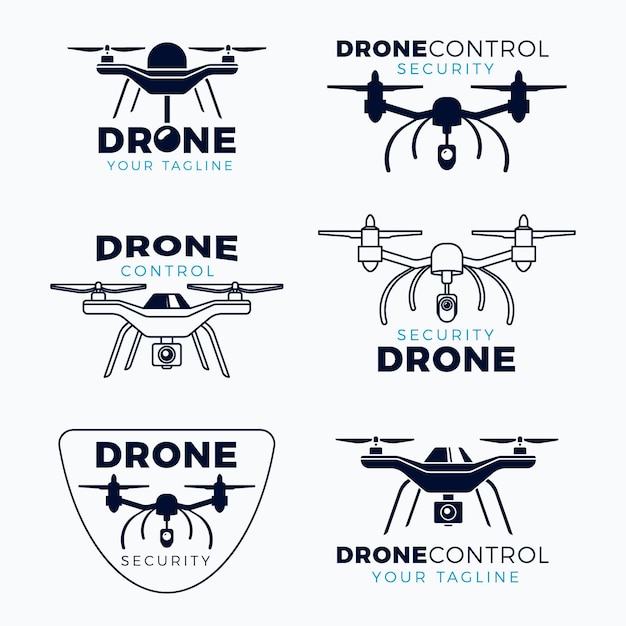 Free vector flat design drone logo pack