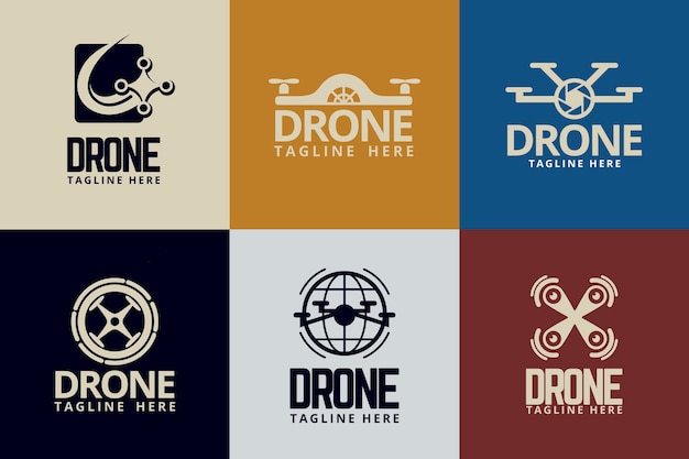 Free Vector flat design drone logos set