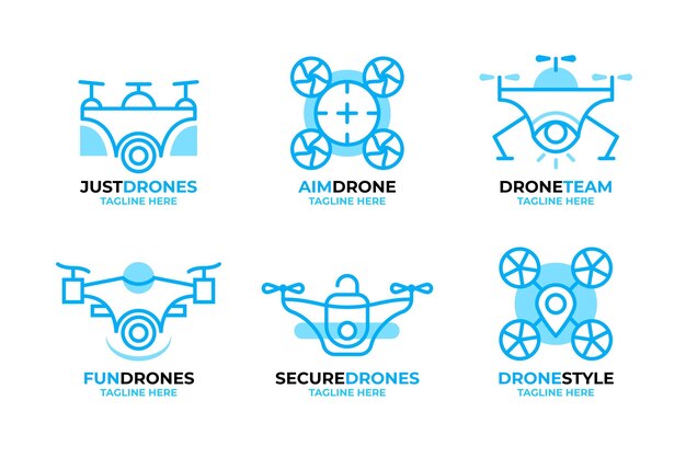 Flat design drone logos