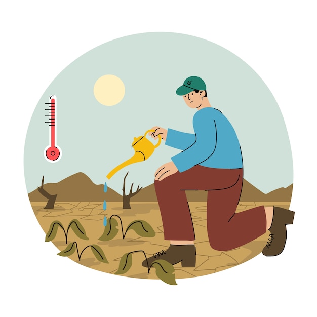 Free vector flat design drought illustration