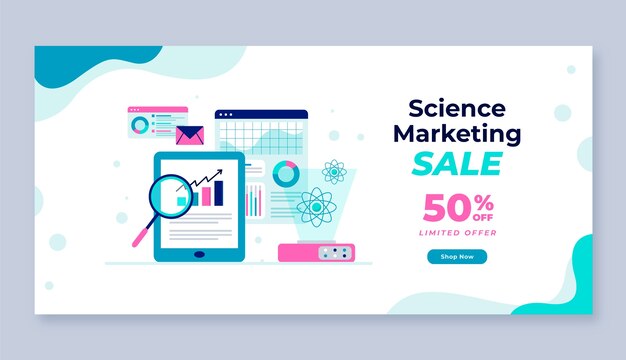 Flat design dynamic science sale banner