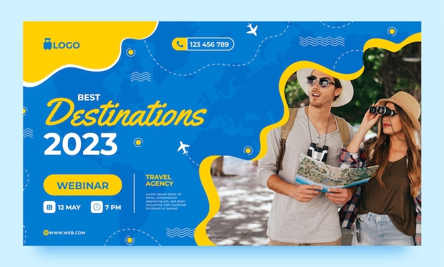 Flat design dynamic travel agency webinar